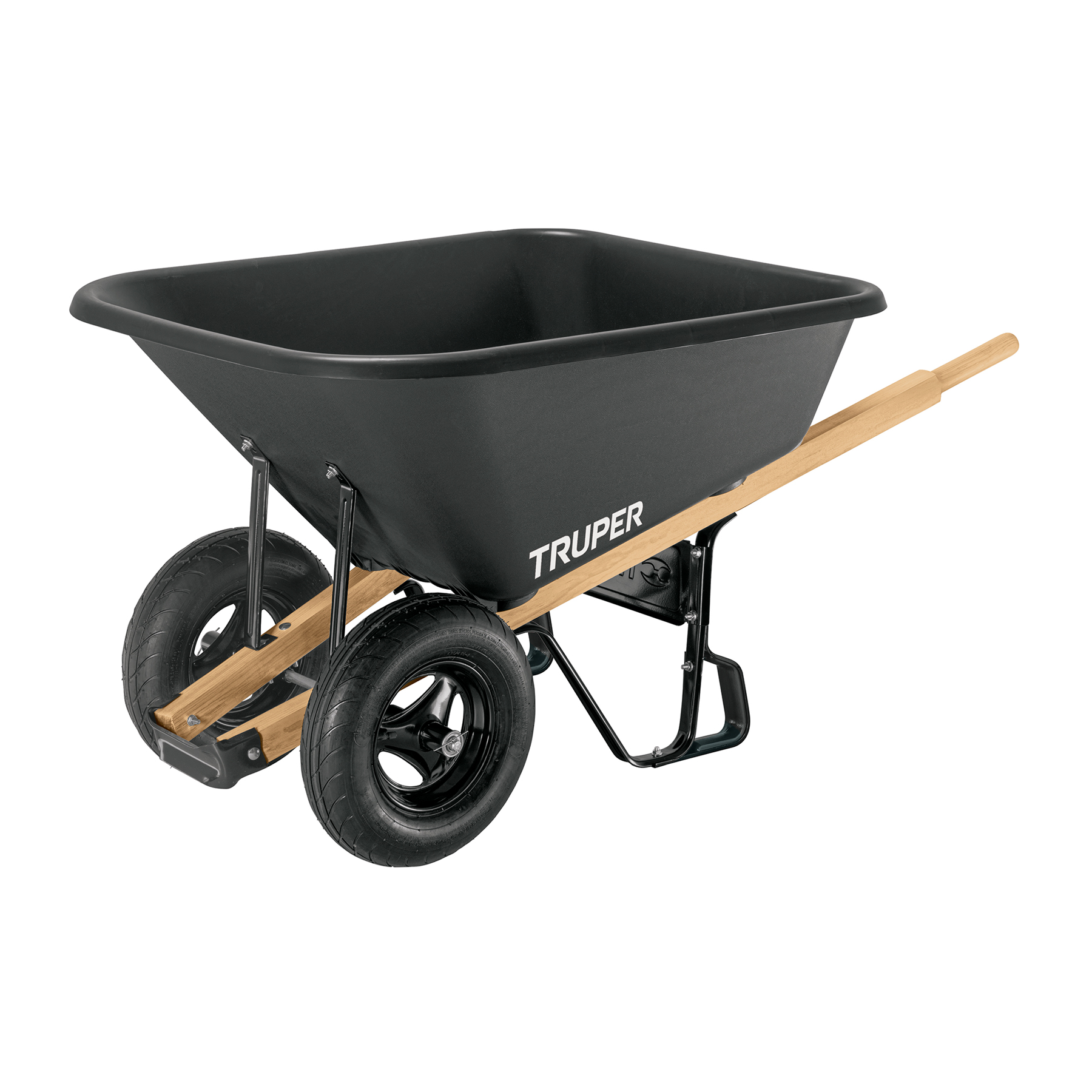 CARRETILLA C/PLÁSTICA 8 FT3 DOBLE LLANTA NEUMÁTICA B/MADERA