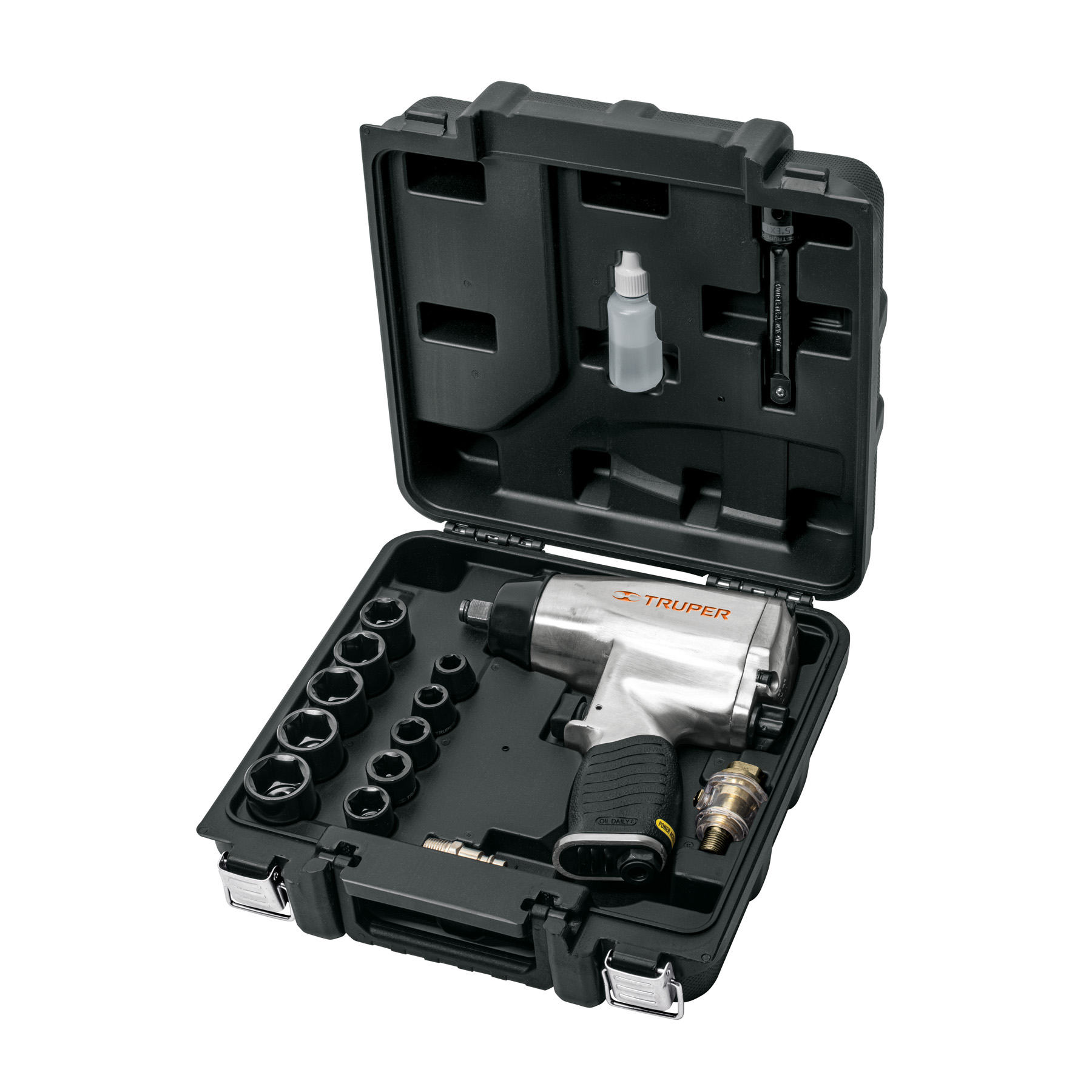 KIT DE LLAVE DE IMPACTO 1/2' CON ESTUCHE PLÁSTICO, TRUPER