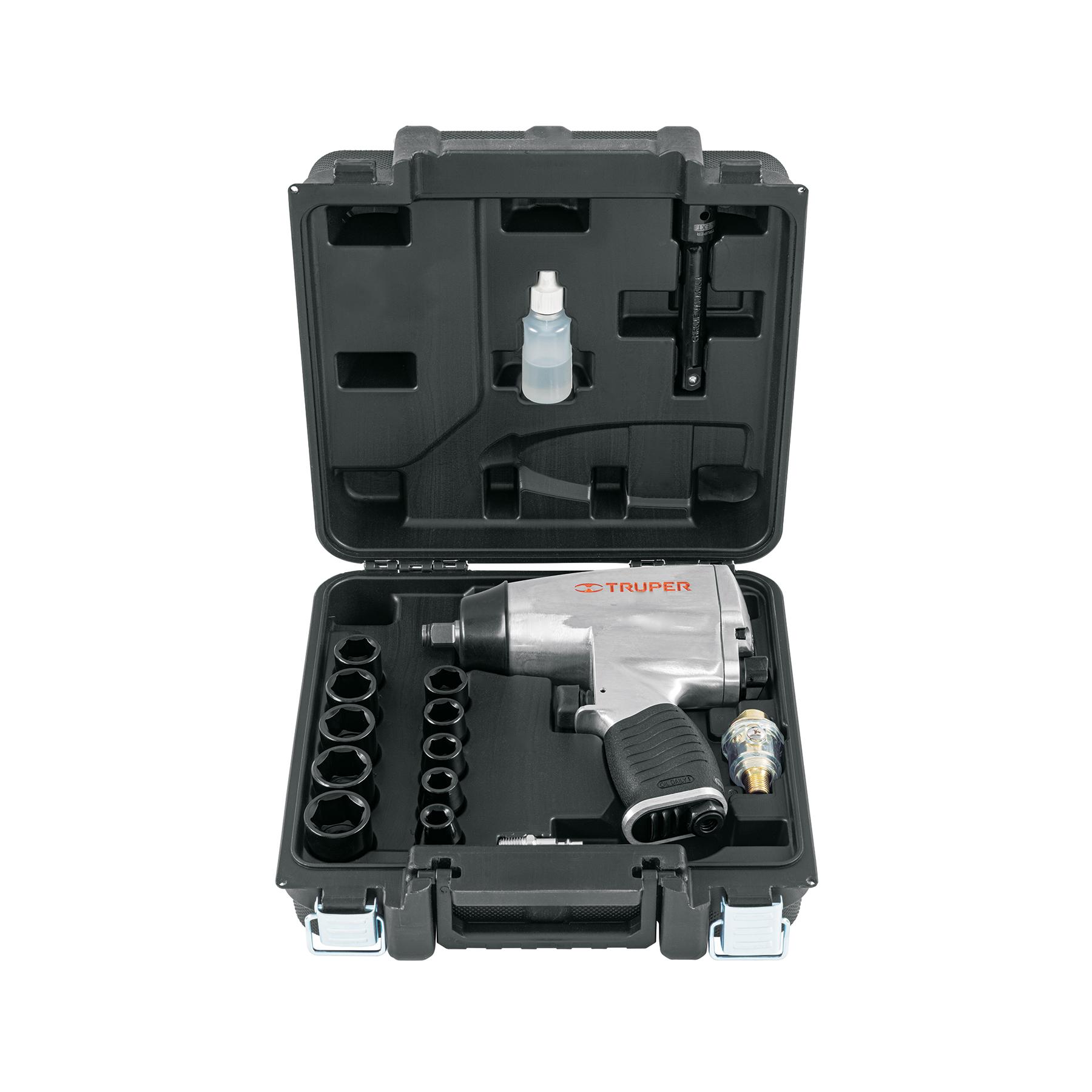 "KIT DE LLAVE (PISTOLA) DE IMPACTO 1/2"", ESTUCHE PLÁSTICO"