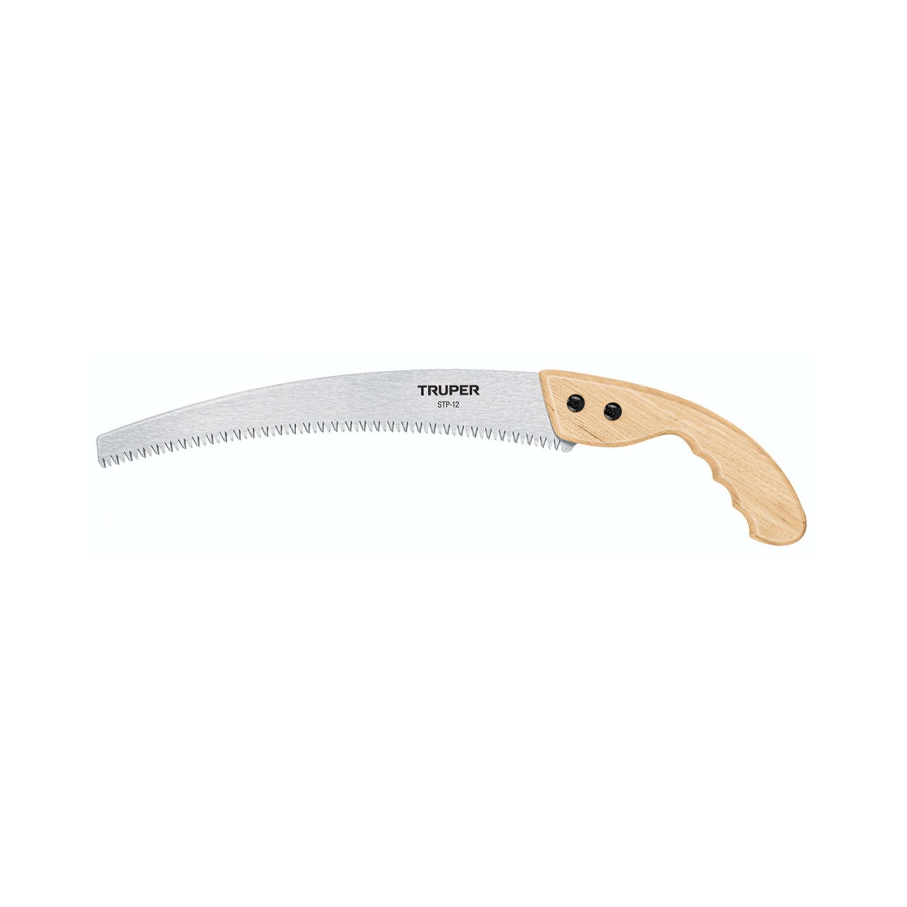 "SERRUCHO DE PODA 12"",HOJA CURVA,6 DPP, MANGO MADERA, TRUPER"